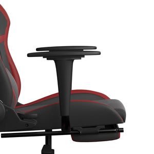 Καρέκλα Gaming Μασάζ Υποπόδιο Μαύρο/Μπορντό από Συνθετικό Δέρμα - Pakobazaar