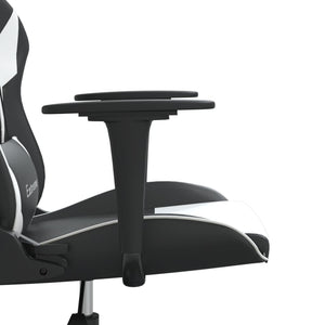Καρέκλα Gaming Μασάζ Ασπρόμαυρη από Συνθετικό Δέρμα