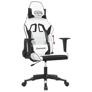 Καρέκλα Gaming Μασάζ Λευκό/Μαύρο από Συνθετικό Δέρμα