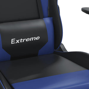 Καρέκλα Gaming Μασάζ Υποπόδιο Μαύρο & Μπλε από Συνθετικό Δέρμα