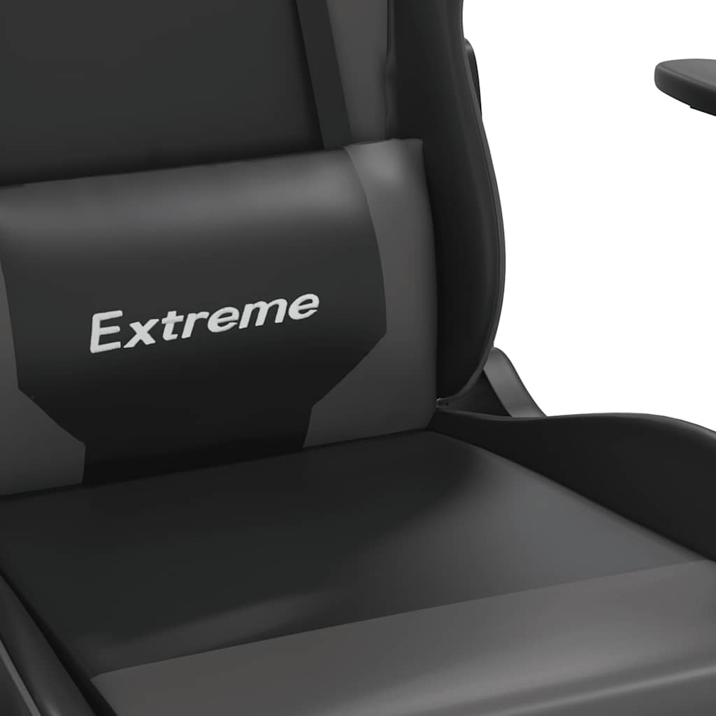 Καρέκλα Gaming Μασάζ Υποπόδιο Μαύρο&Γκρι από Συνθετικό Δέρμα
