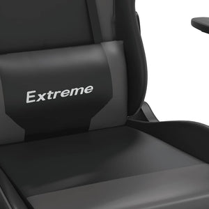 Καρέκλα Gaming Μασάζ Υποπόδιο Μαύρο&Γκρι από Συνθετικό Δέρμα