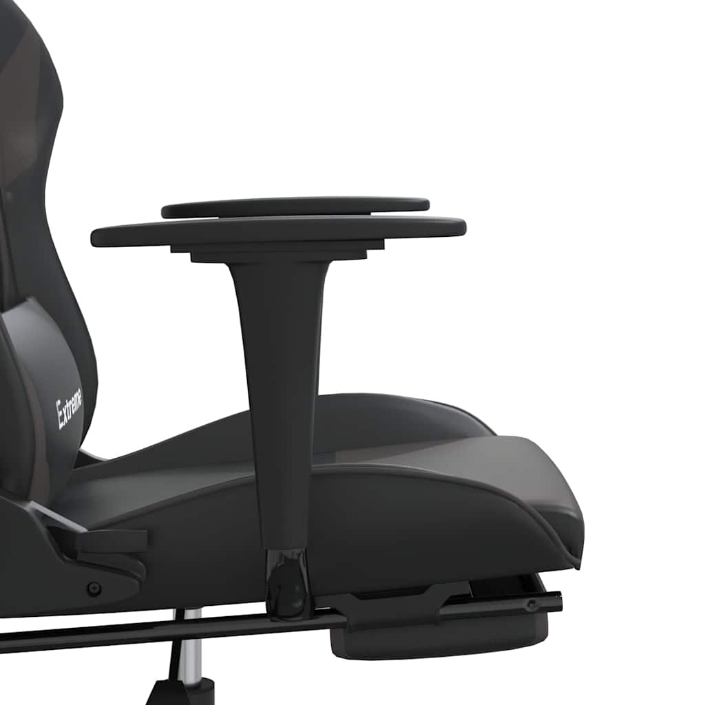 Καρέκλα Gaming Μασάζ Υποπόδιο Μαύρο&Γκρι από Συνθετικό Δέρμα