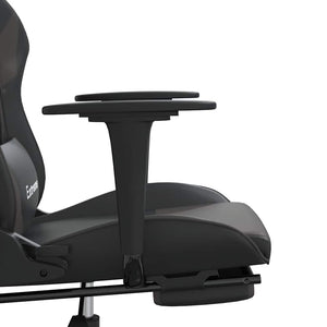 Καρέκλα Gaming Μασάζ Υποπόδιο Μαύρο&Γκρι από Συνθετικό Δέρμα