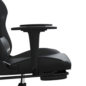 Καρέκλα Gaming Μασάζ Υποπόδιο Μαύροαπό Συνθετικό Δέρμα
