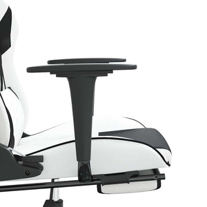 Καρέκλα Gaming Μασάζ Υποπόδιο Λευκό & Μαύρο από Συνθετικό Δέρμα
