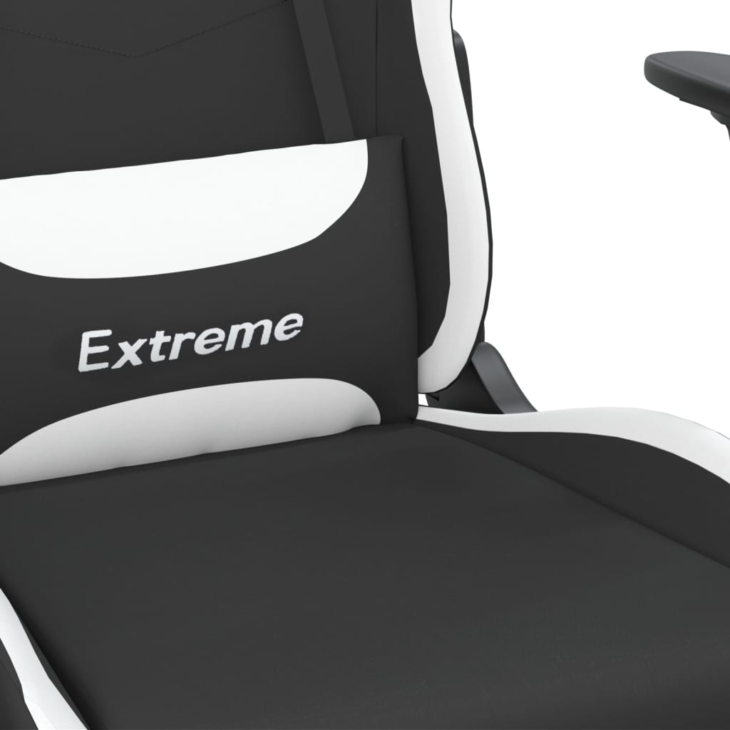 Καρέκλα Μασάζ Gaming Μαύρη και Λευκή Υφασμάτινη