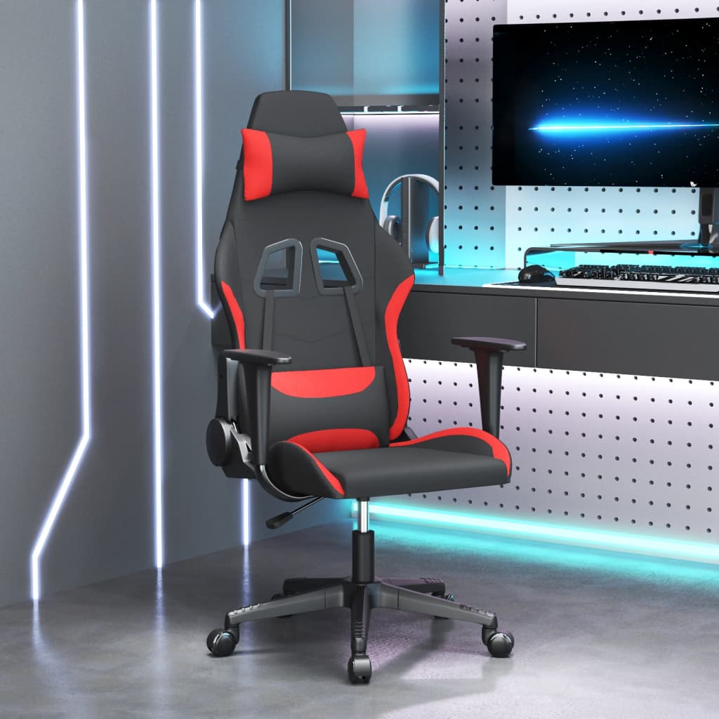 Καρέκλα Μασάζ Gaming Μαύρη και Κόκκινη Υφασμάτινη