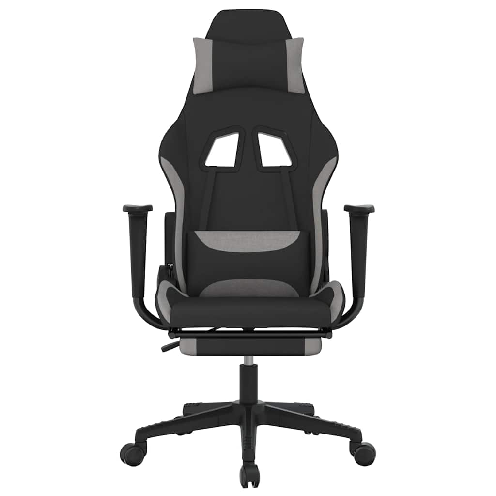 Καρέκλα Gaming Μασάζ Υποπόδιο Μαύρη/Αν. Γκρι Ύφασμα με Υποπόδιο - Pakobazaar