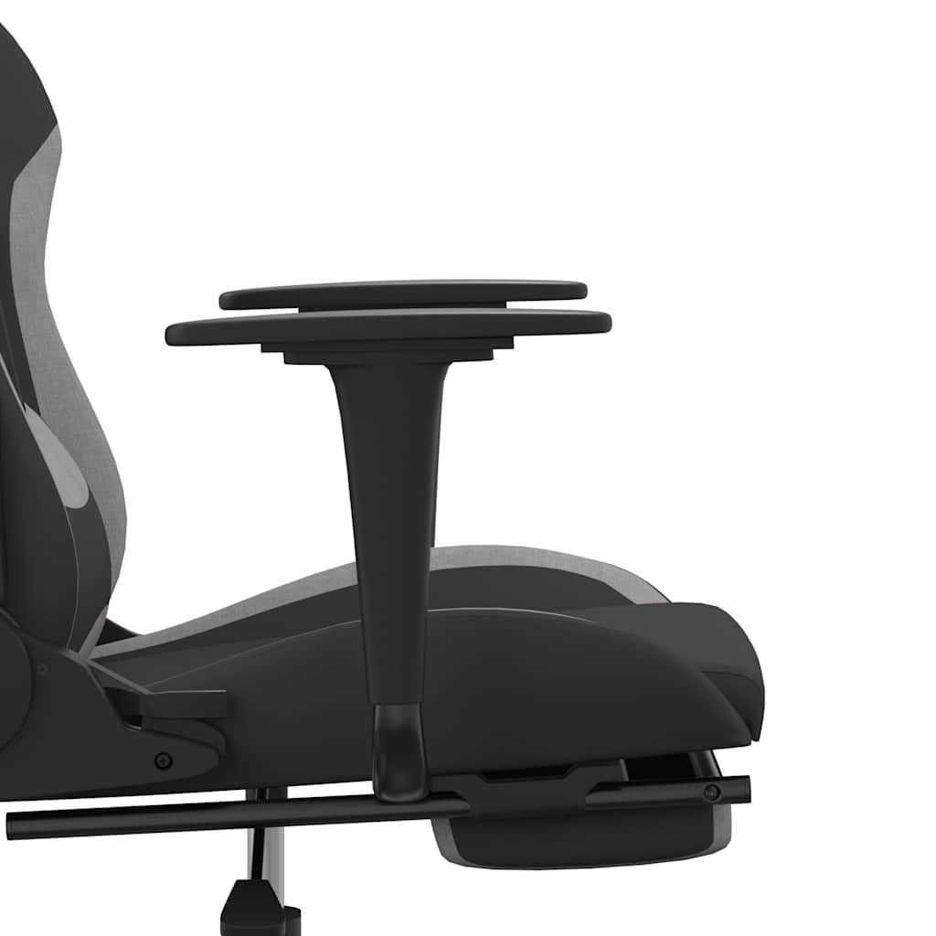 Καρέκλα Gaming Μασάζ Υποπόδιο Μαύρη/Αν. Γκρι Ύφασμα με Υποπόδιο - Pakobazaar