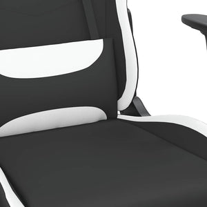 Καρέκλα Μασάζ Gaming Μαύρη/Λευκή Ύφασμα με Υποπόδιο - Pakobazaar