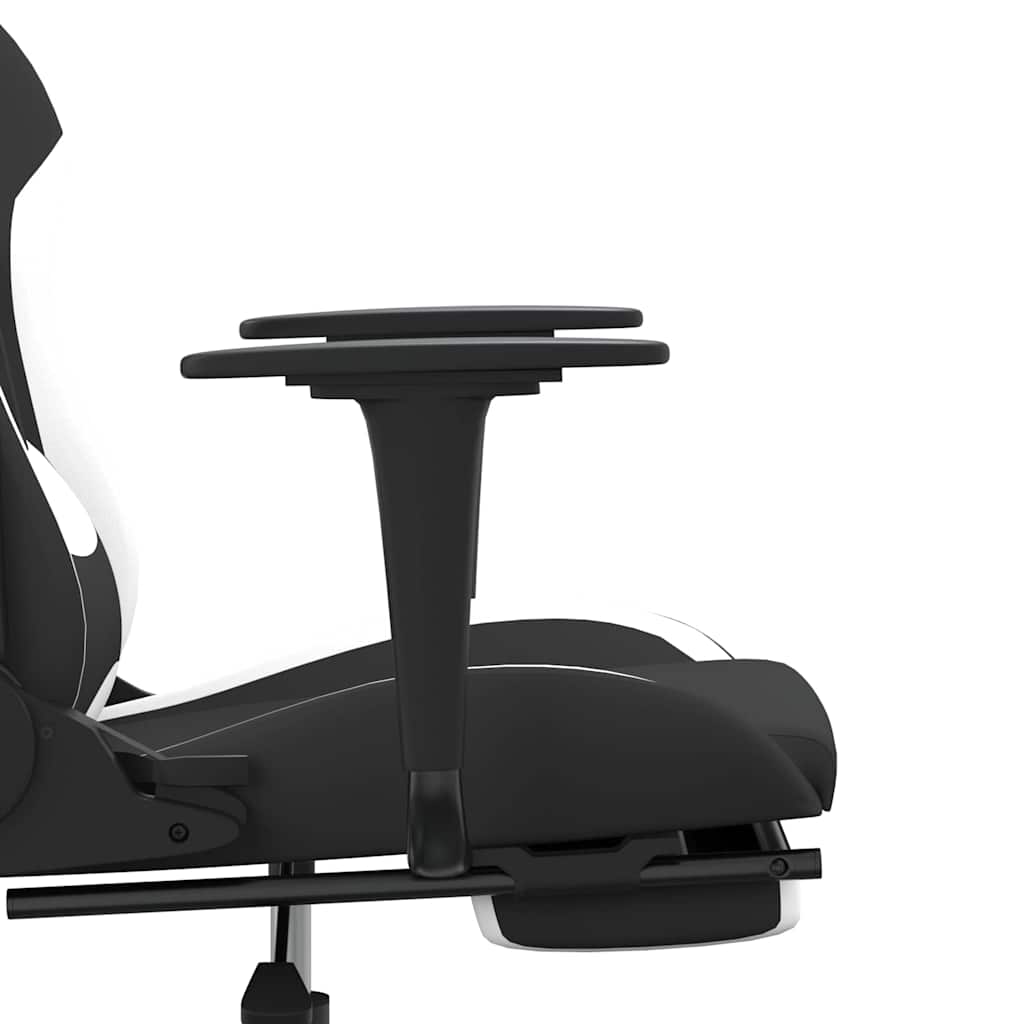 Καρέκλα Μασάζ Gaming Μαύρη/Λευκή Ύφασμα με Υποπόδιο - Pakobazaar