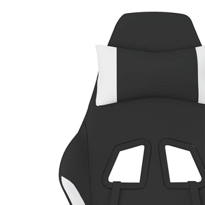 Καρέκλα Μασάζ Gaming Μαύρη/Λευκή Ύφασμα με Υποπόδιο - Pakobazaar