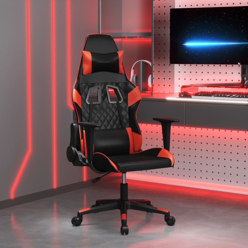 Καρέκλα Gaming Μασάζ Μαύρο/Κόκκινο από Συνθετικό Δέρμα
