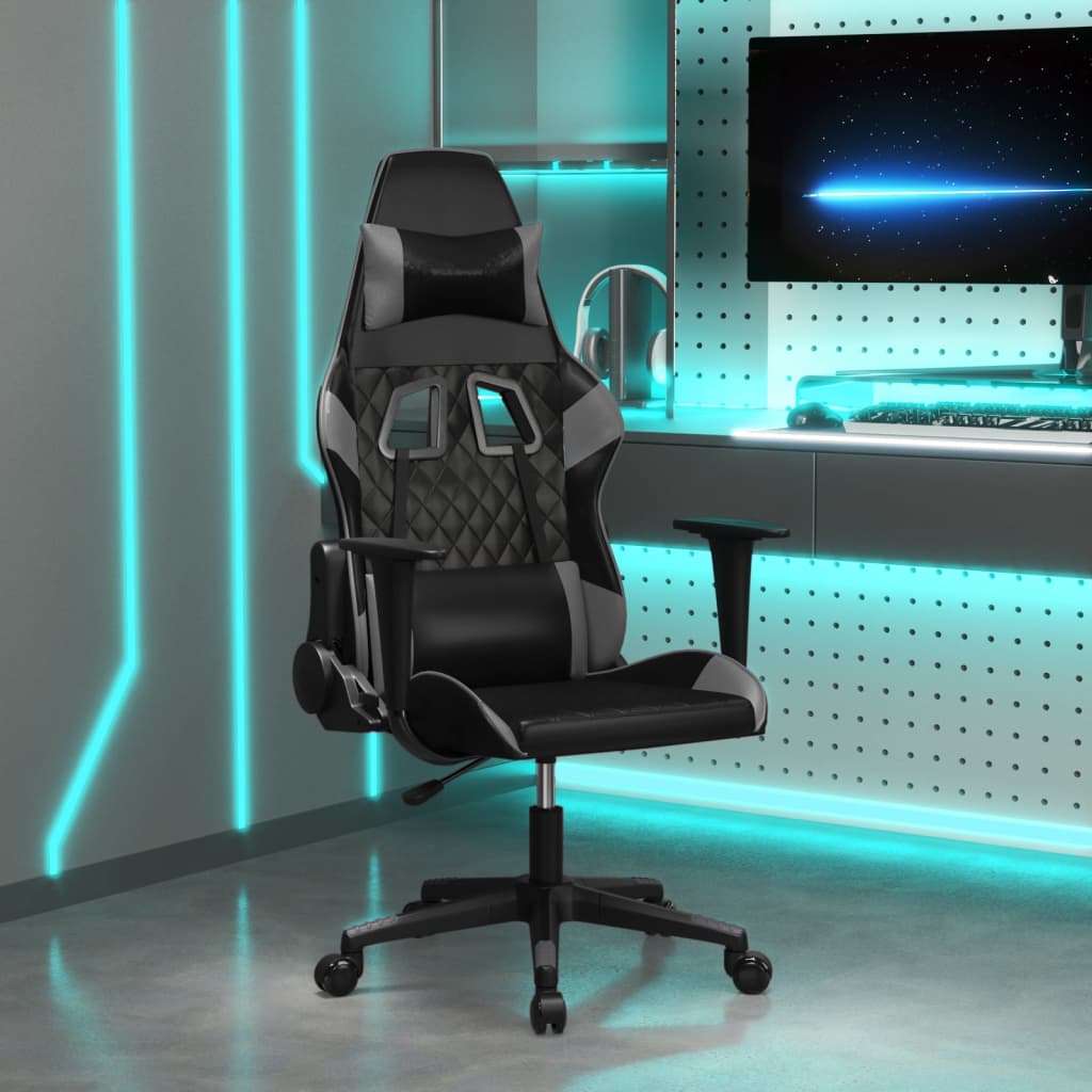 Καρέκλα Gaming Μασάζ Μαύρο/Γκρι από Συνθετικό Δέρμα