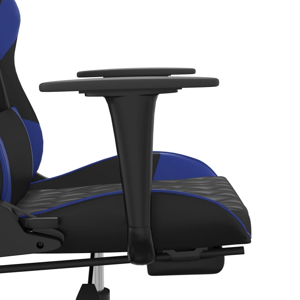 Καρέκλα Gaming Μασάζ Υποπόδιο Μαύρο & Μπλε από Συνθετικό Δέρμα