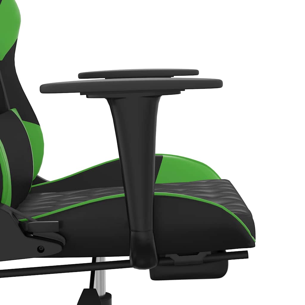 Καρέκλα Gaming Μασάζ Υποπόδιο Μαύρο/Πράσινο από Συνθετικό Δέρμα