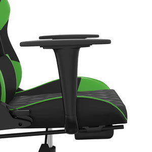 Καρέκλα Gaming Μασάζ Υποπόδιο Μαύρο/Πράσινο από Συνθετικό Δέρμα