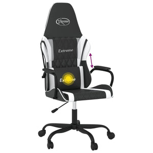 Καρέκλα Gaming Μασάζ Ασπρόμαυρη από Συνθετικό Δέρμα