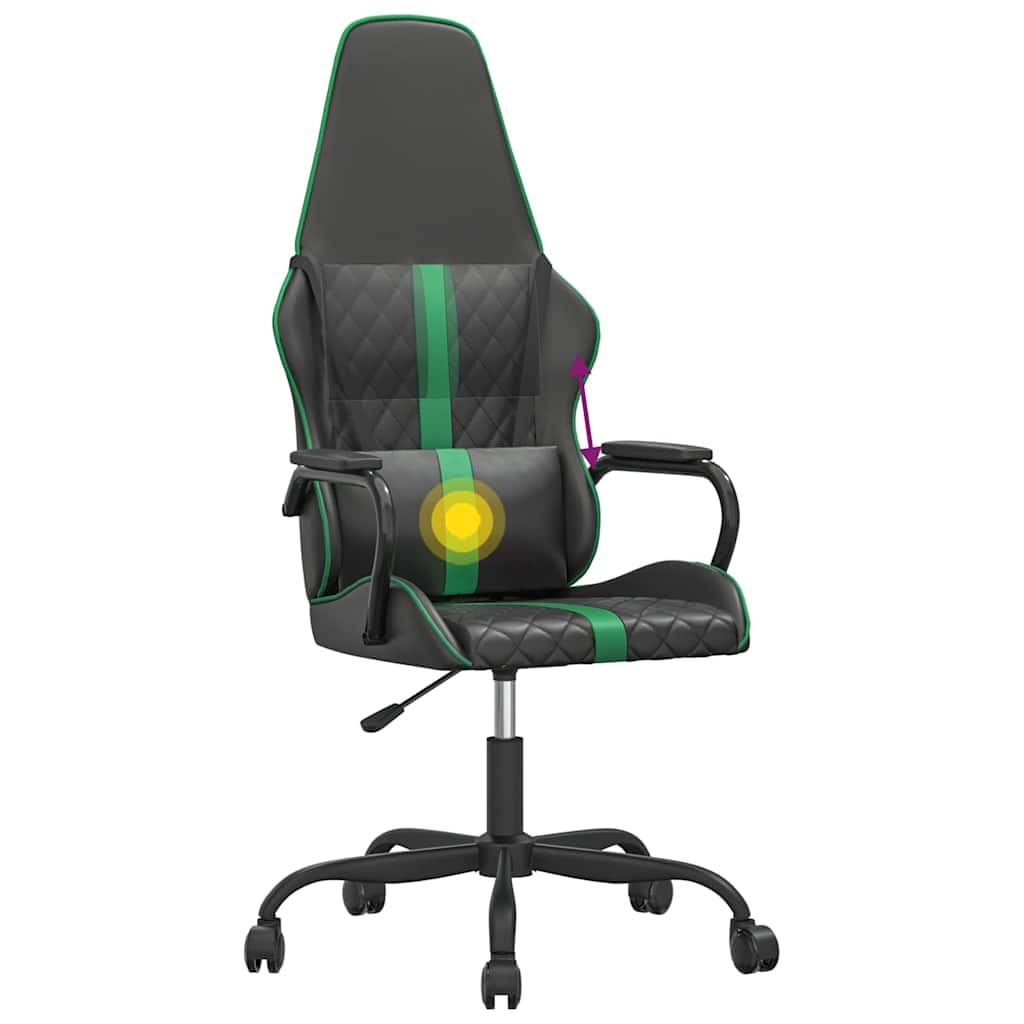 Καρέκλα Gaming Μασάζ Πράσινο και Μαύρο από Συνθετικό Δέρμα