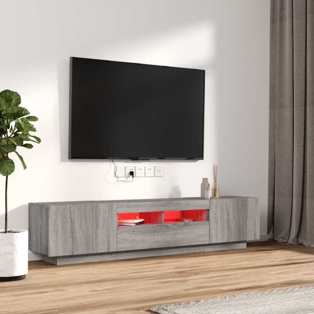 Σετ Επίπλων Τηλεόρασης 2 Τεμαχίων LED Γκρι Sonoma Επεξεργ. Ξύλο