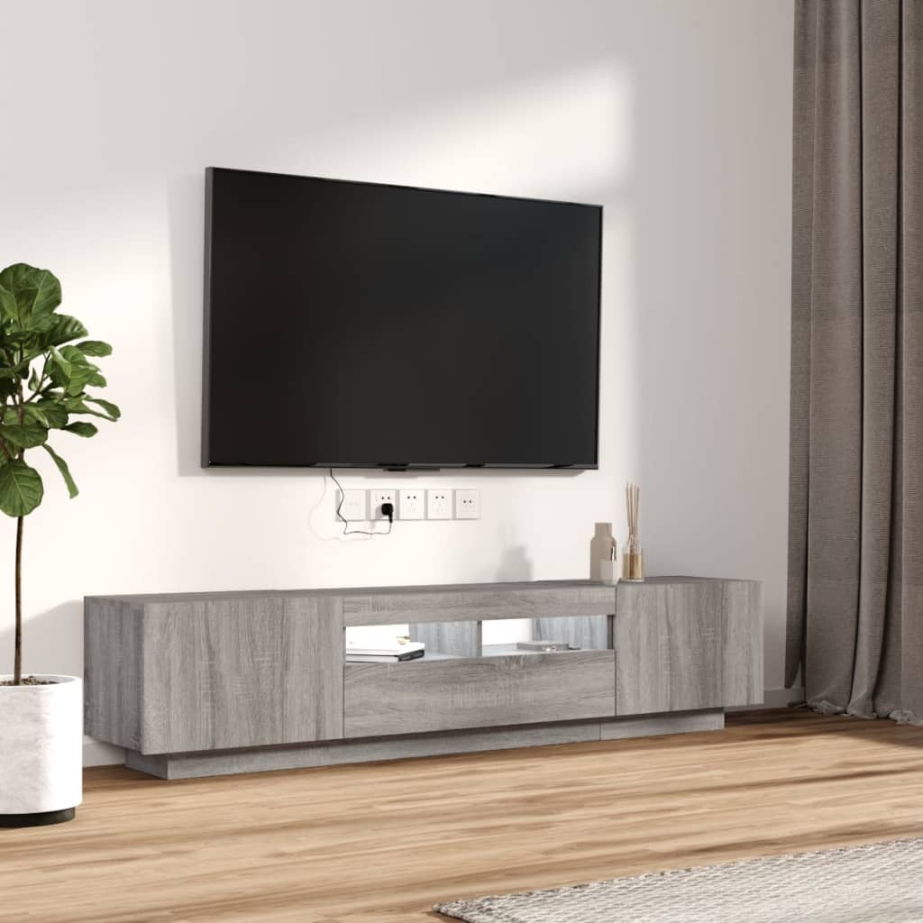 Σετ Επίπλων Τηλεόρασης 2 Τεμαχίων LED Γκρι Sonoma Επεξεργ. Ξύλο