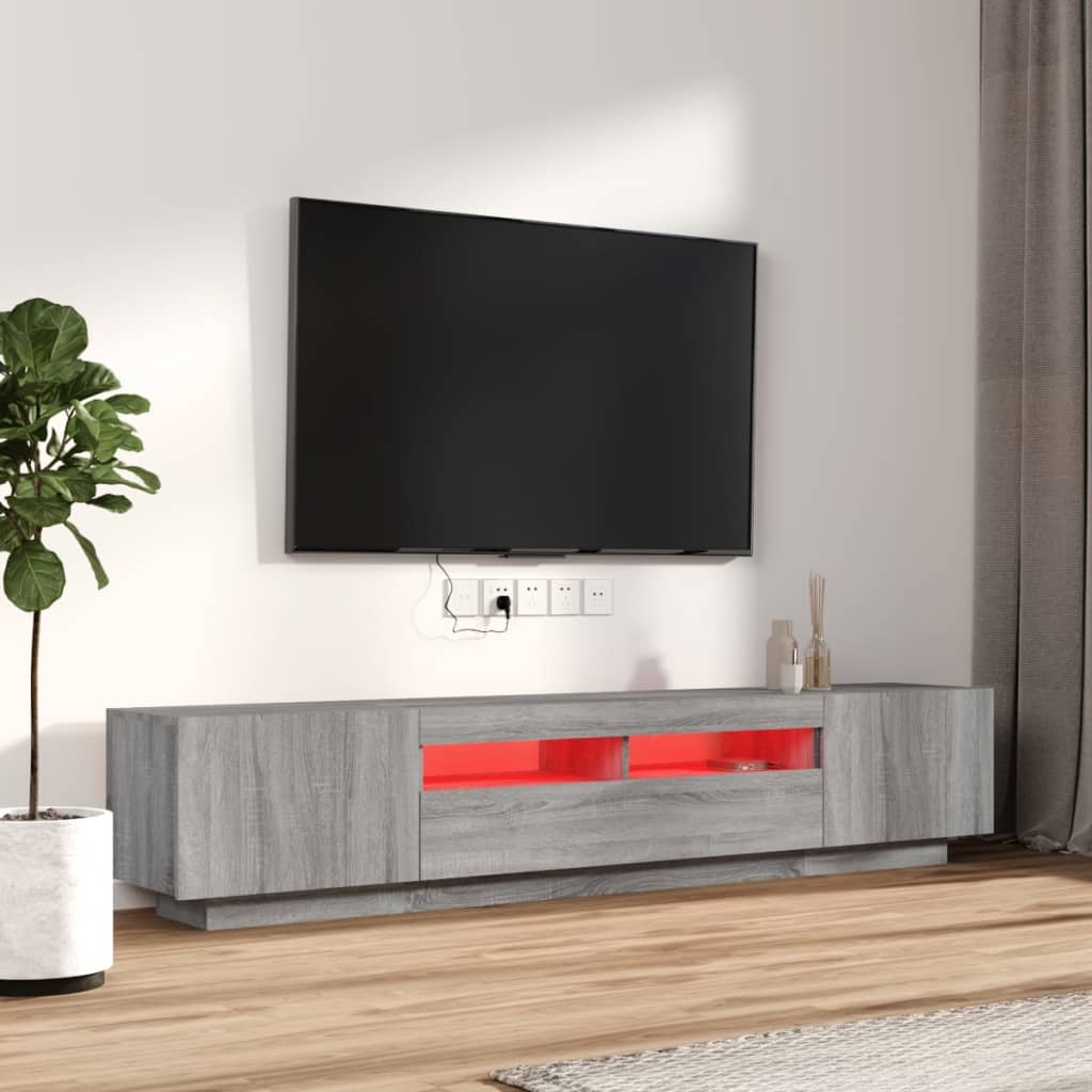Σετ Επίπλων Τηλεόρασης 2 Τεμαχίων LED Γκρι Sonoma Επεξεργ. Ξύλο