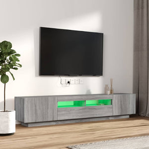 Σετ Επίπλων Τηλεόρασης 2 Τεμαχίων LED Γκρι Sonoma Επεξεργ. Ξύλο