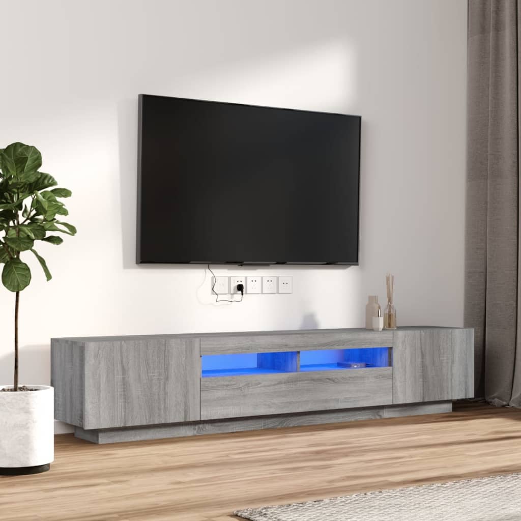 Σετ Επίπλων Τηλεόρασης 2 Τεμαχίων LED Γκρι Sonoma Επεξεργ. Ξύλο