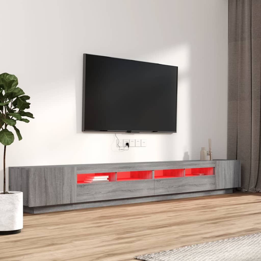 Σετ Επίπλων Τηλεόρασης 3 Τεμ LED Γκρι Sonoma Επεξεργασμένο Ξύλο - Pakobazaar