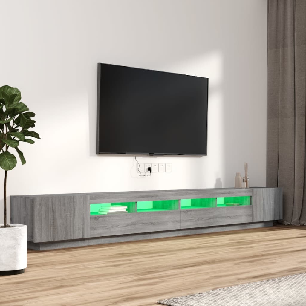 Σετ Επίπλων Τηλεόρασης 3 Τεμ LED Γκρι Sonoma Επεξεργασμένο Ξύλο - Pakobazaar