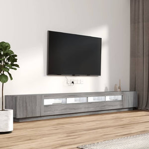 Σετ Επίπλων Τηλεόρασης 3 Τεμ LED Γκρι Sonoma Επεξεργασμένο Ξύλο - Pakobazaar