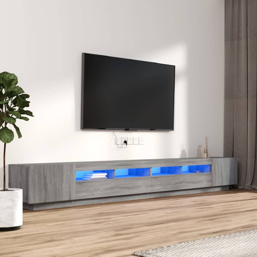 Σετ Επίπλων Τηλεόρασης 3 Τεμ LED Γκρι Sonoma Επεξεργασμένο Ξύλο - Pakobazaar
