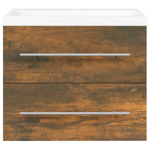 Ντουλάπι Μπάνιου με Νιπτήρα Καπνιστή Δρυς Επεξεργασμένο Ξύλο