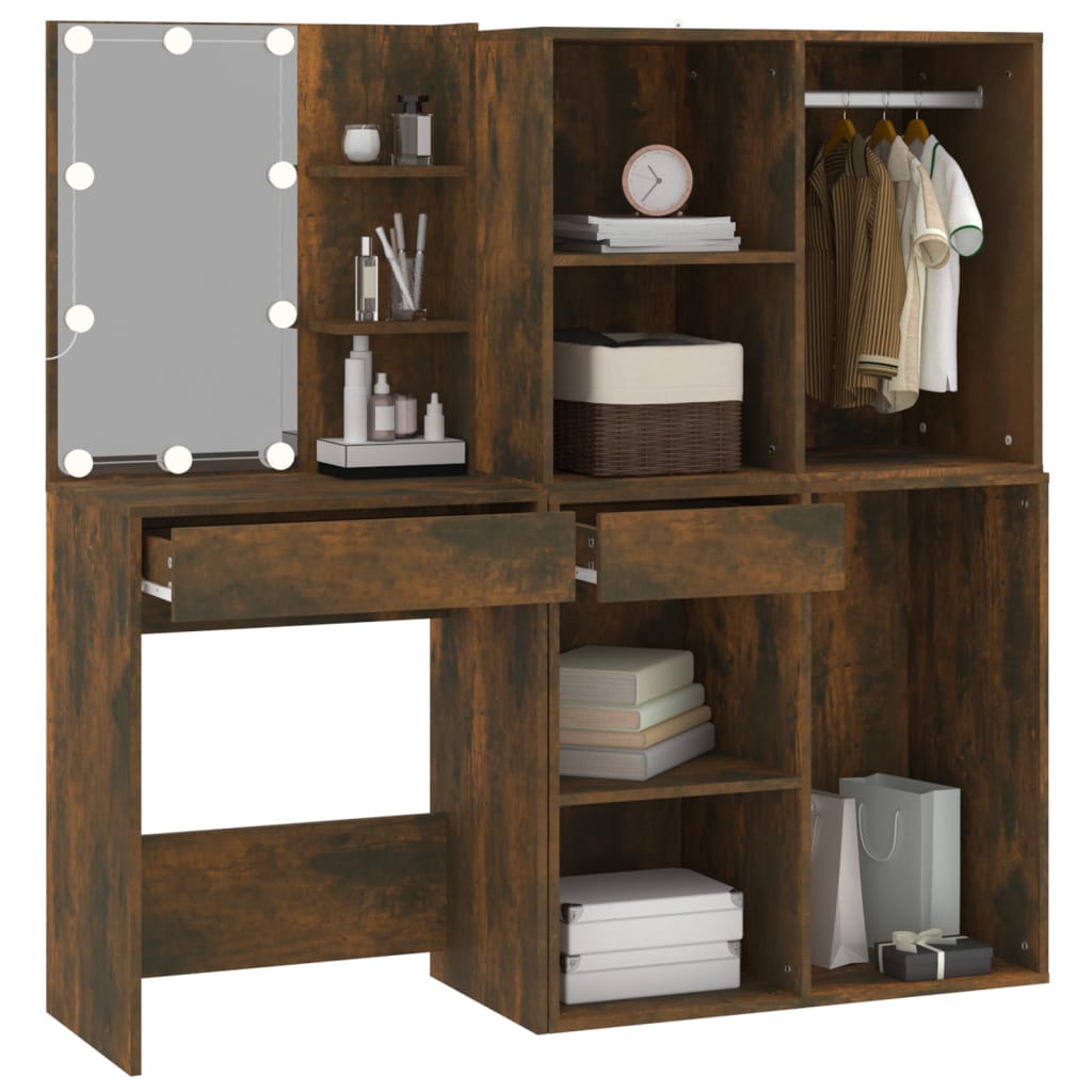 Μπουντουάρ LED με Ντουλάπι Καπνιστή Δρυς από Επεξεργασμένο Ξύλο