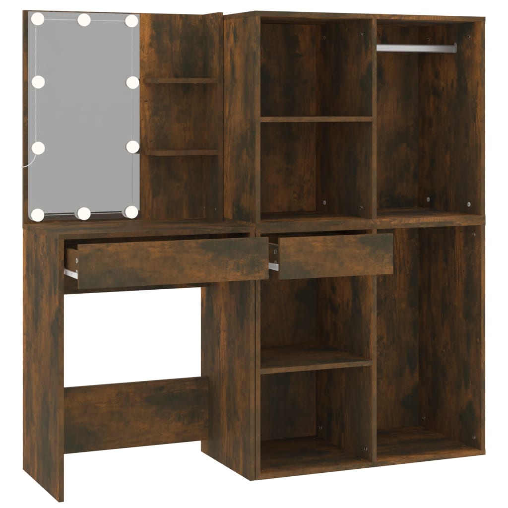 Μπουντουάρ LED με Ντουλάπι Καπνιστή Δρυς από Επεξεργασμένο Ξύλο