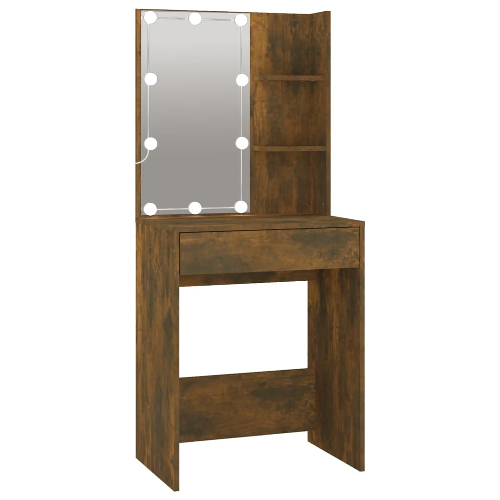 Μπουντουάρ LED με Ντουλάπι Καπνιστή Δρυς από Επεξεργασμένο Ξύλο