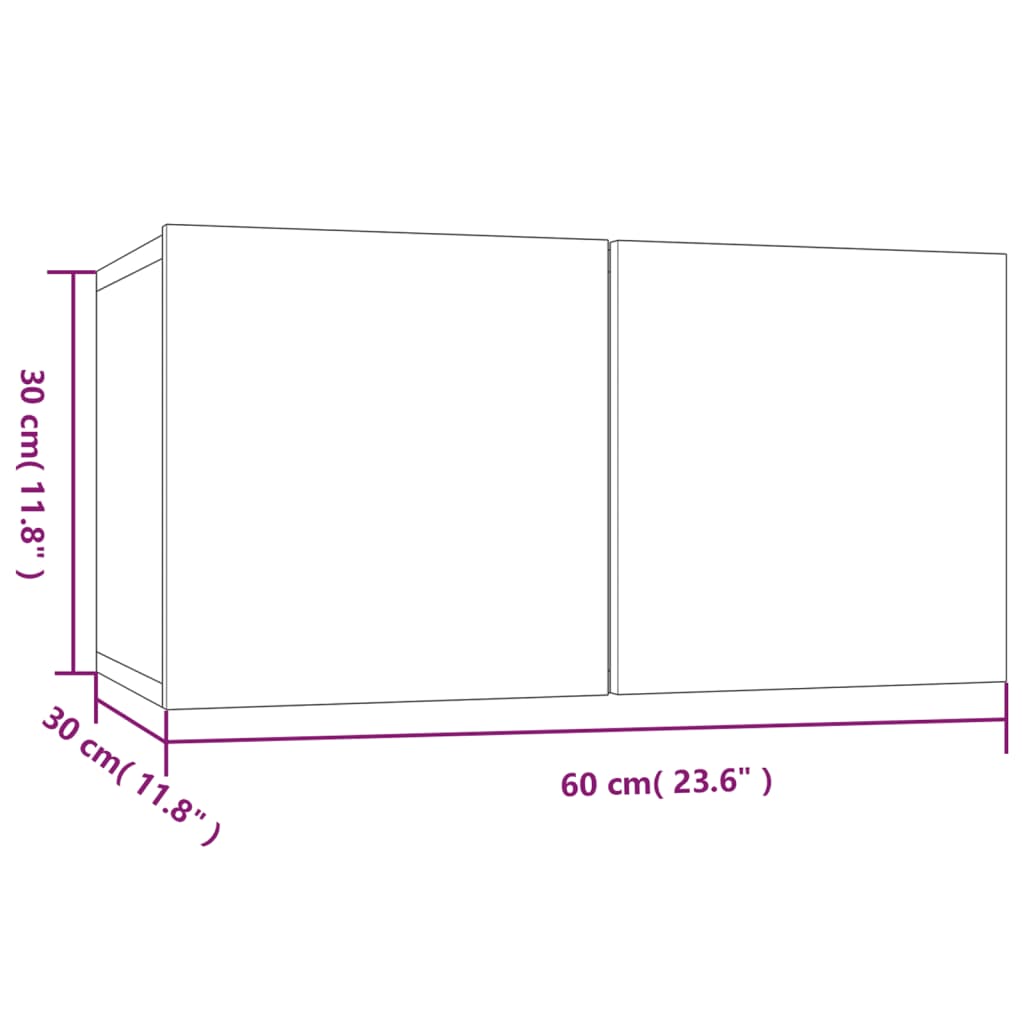 Έπιπλα Τηλεόρασης Τοίχου 4 τεμ. Γκρι 60x30x30 εκ. Επ. Ξύλο