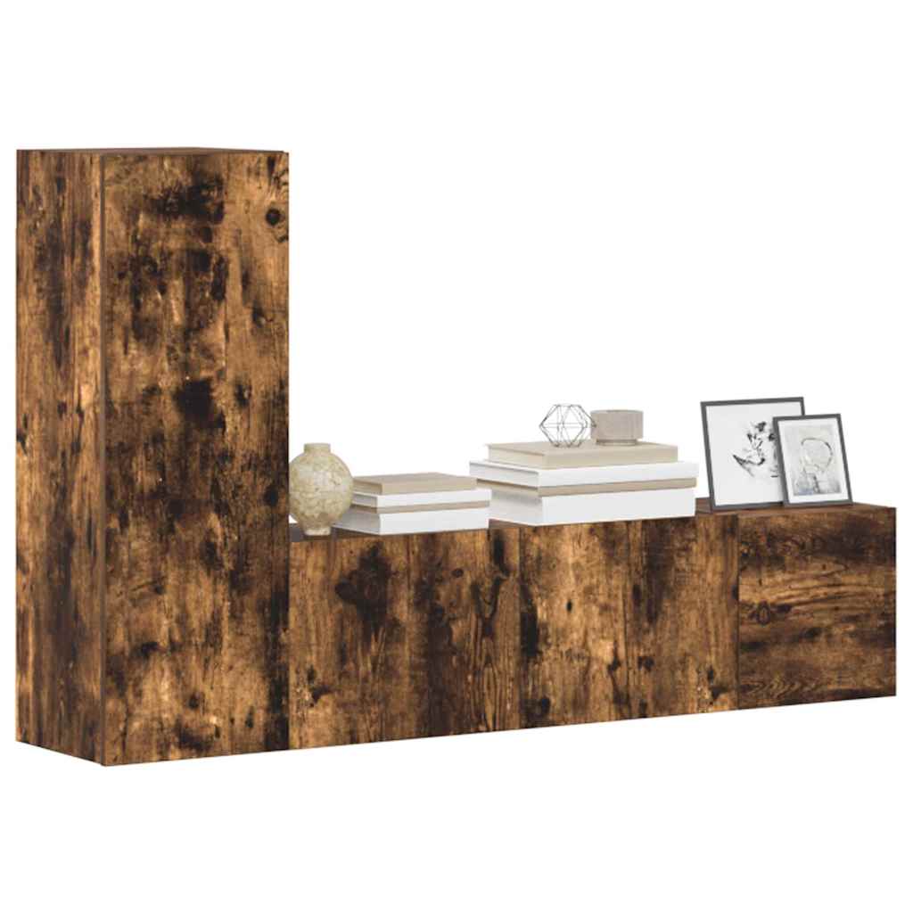 Σετ Επίπλων Τηλεόρασης 3 Τεμαχίων Καπνιστή δρυς Επεξ. Ξύλο - Pakobazaar