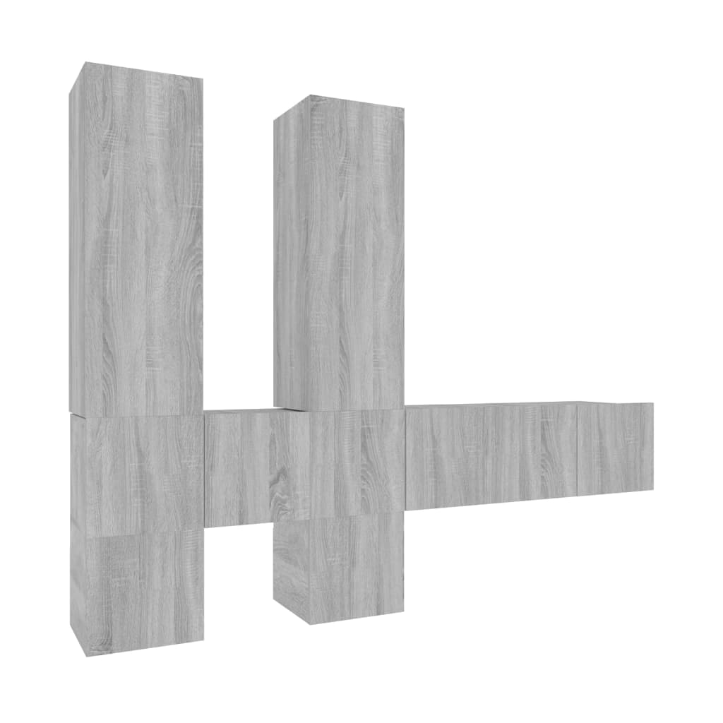 Σετ Επίπλων Τηλεόρασης 7 Τεμ. Γκρι Sonoma Επεξεργασμένο Ξύλο - Pakobazaar