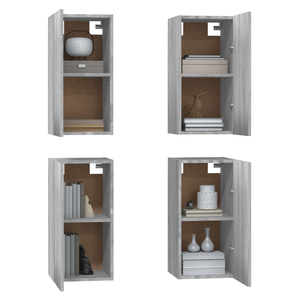 Έπιπλα Τηλεόρασης 4 τεμ. Γκρι Sonoma 30,5x30x60 εκ. Επεξ. Ξύλο - Pakobazaar