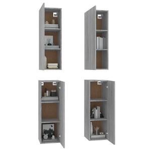 Έπιπλα Τηλεόρασης 4 τεμ. Γκρι Sonoma30,5x30x90 εκ. Επεξ. Ξύλο