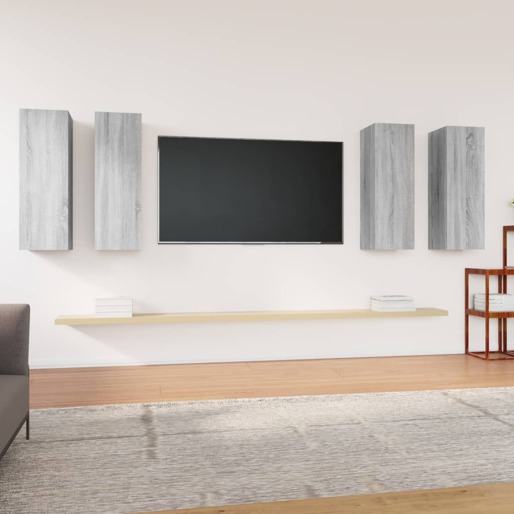 Έπιπλα Τηλεόρασης 4 τεμ. Γκρι Sonoma30,5x30x90 εκ. Επεξ. Ξύλο