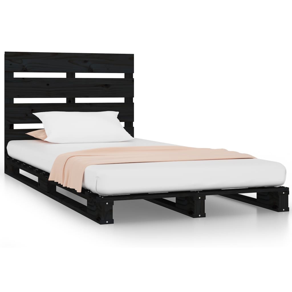 Πλαίσιο Κρεβατιού Μαύρο 90 x 200 εκ. από Μασίφ Ξύλο Πεύκου - Pakobazaar