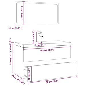 Σετ Επίπλων Μπάνιου Γκρι Sonoma Επεξεργασμένο Ξύλο
