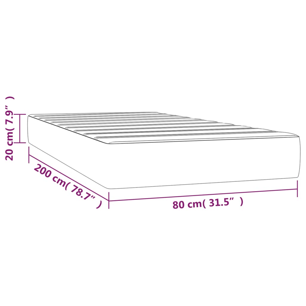 Στρώμα με Pocket Springs Μεσαίας Σκληρότητας Μαύρο 80 x 200 x 20 εκ. Υφασμάτινο - Pakobazaar