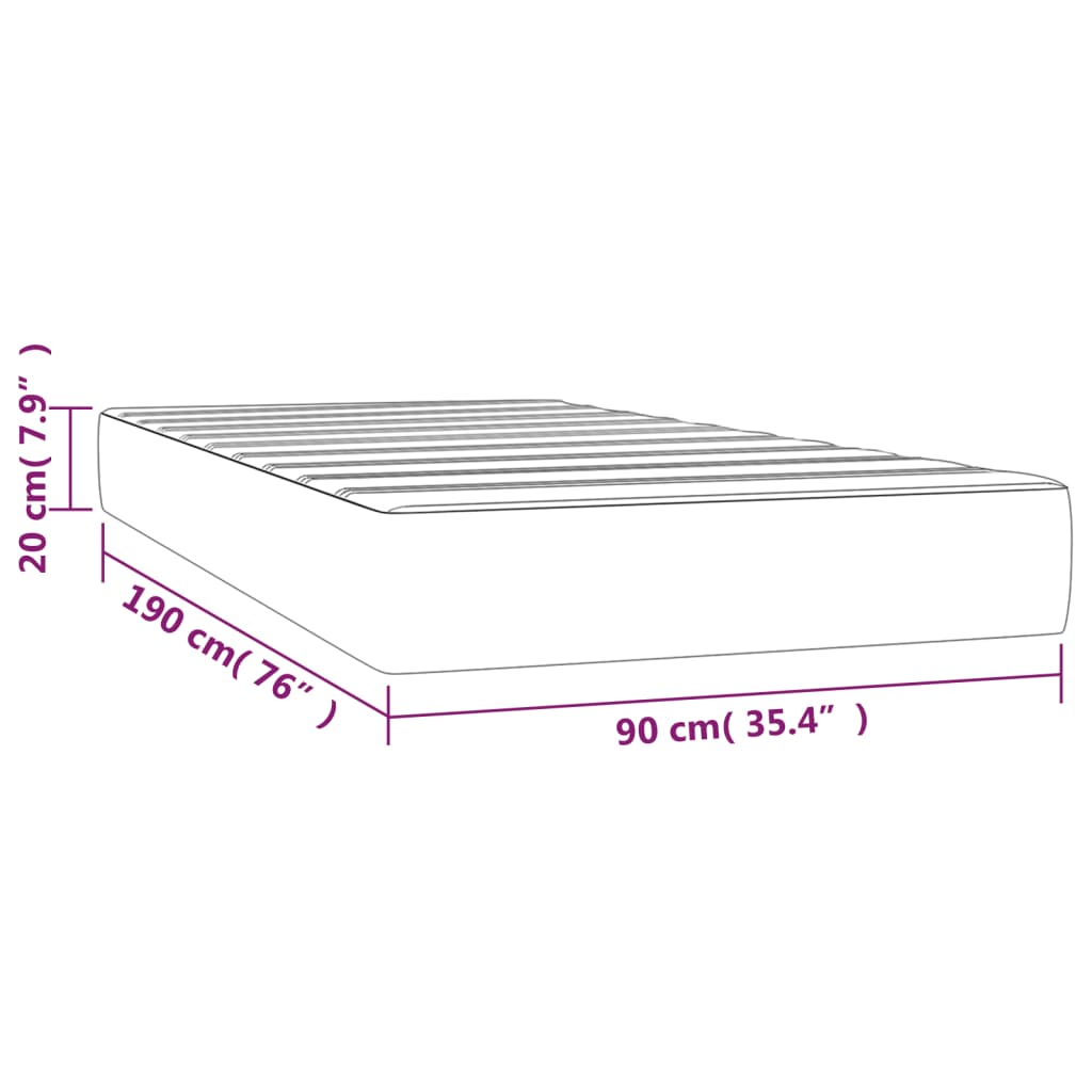 Στρώμα με Pocket Springs Μεσαίας Σκληρότητας Μαύρο 90x190x20 εκ. Βελούδινο - Pakobazaar