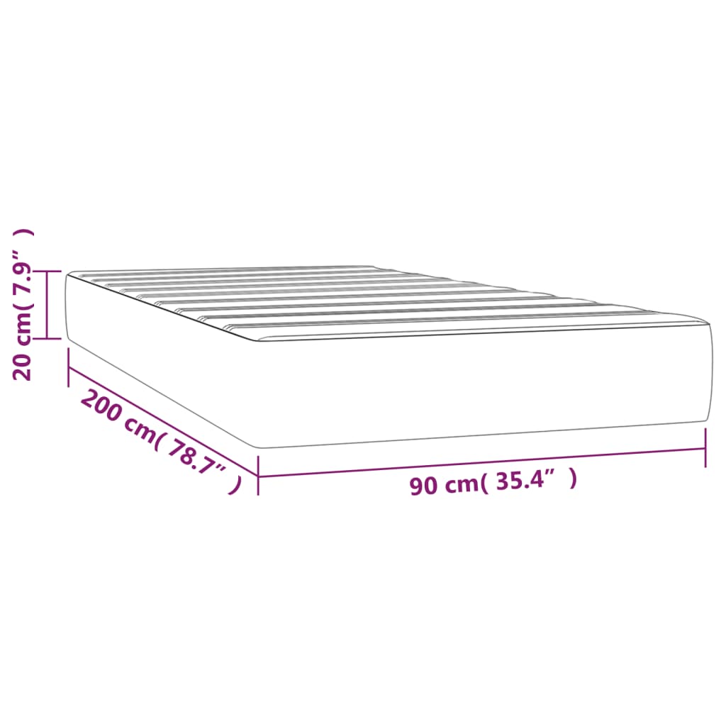 Στρώμα με Pocket Springs Μεσαίας Σκληρότητας Γκρι 90x200x20 εκ. Συνθετικό Δέρμα