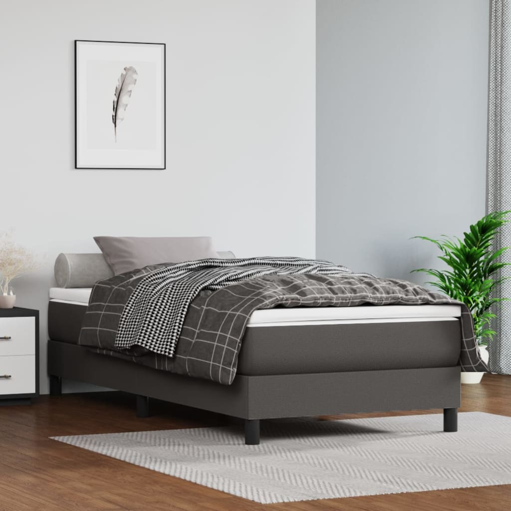 Στρώμα με Pocket Springs Μεσαίας Σκληρότητας Γκρι 90x200x20 εκ. Συνθετικό Δέρμα