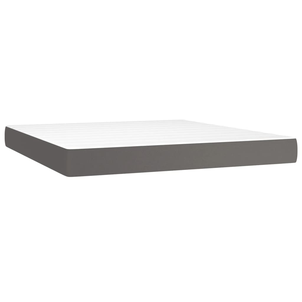 Στρώμα με Pocket Springs Μεσαίας Σκληρότητας Γκρι 180x200x20 εκ. Συνθετικό Δέρμα